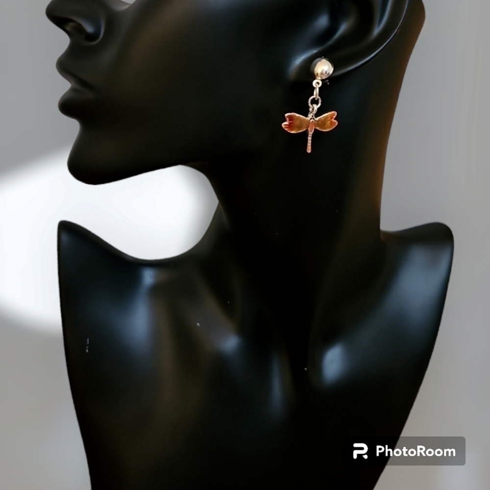 3/$30 HANDMADE Dragonfly Dangle Post Earrings